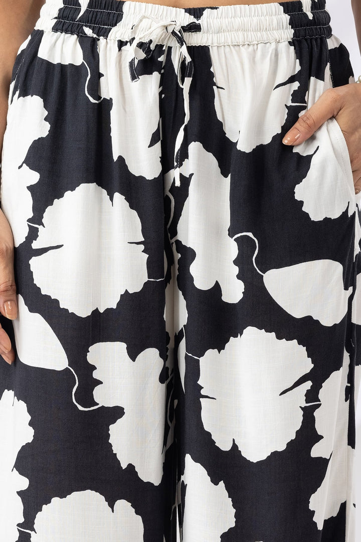 Black And White Printed Co-ord Palazzo