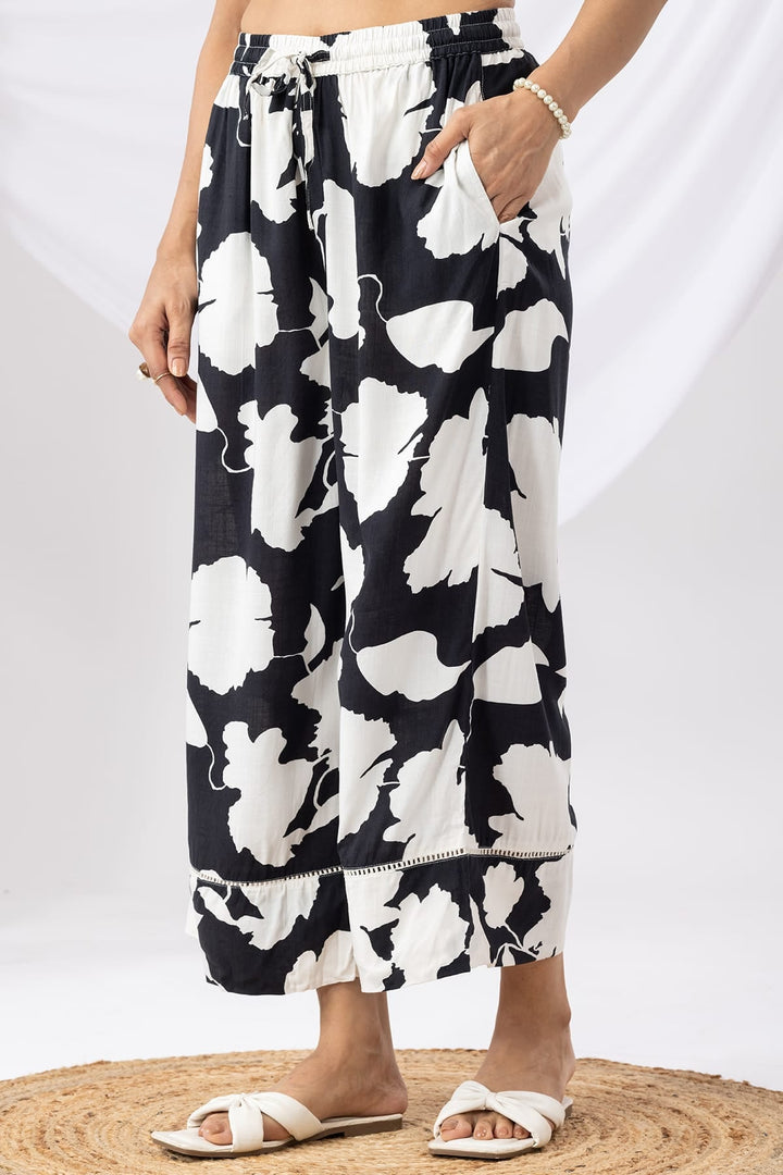 Black And White Printed Co-ord Palazzo