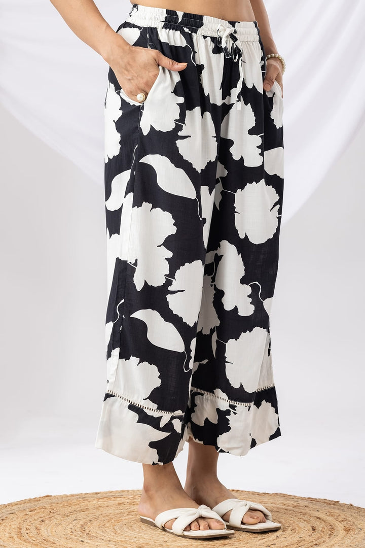 Black And White Printed Co-ord Palazzo