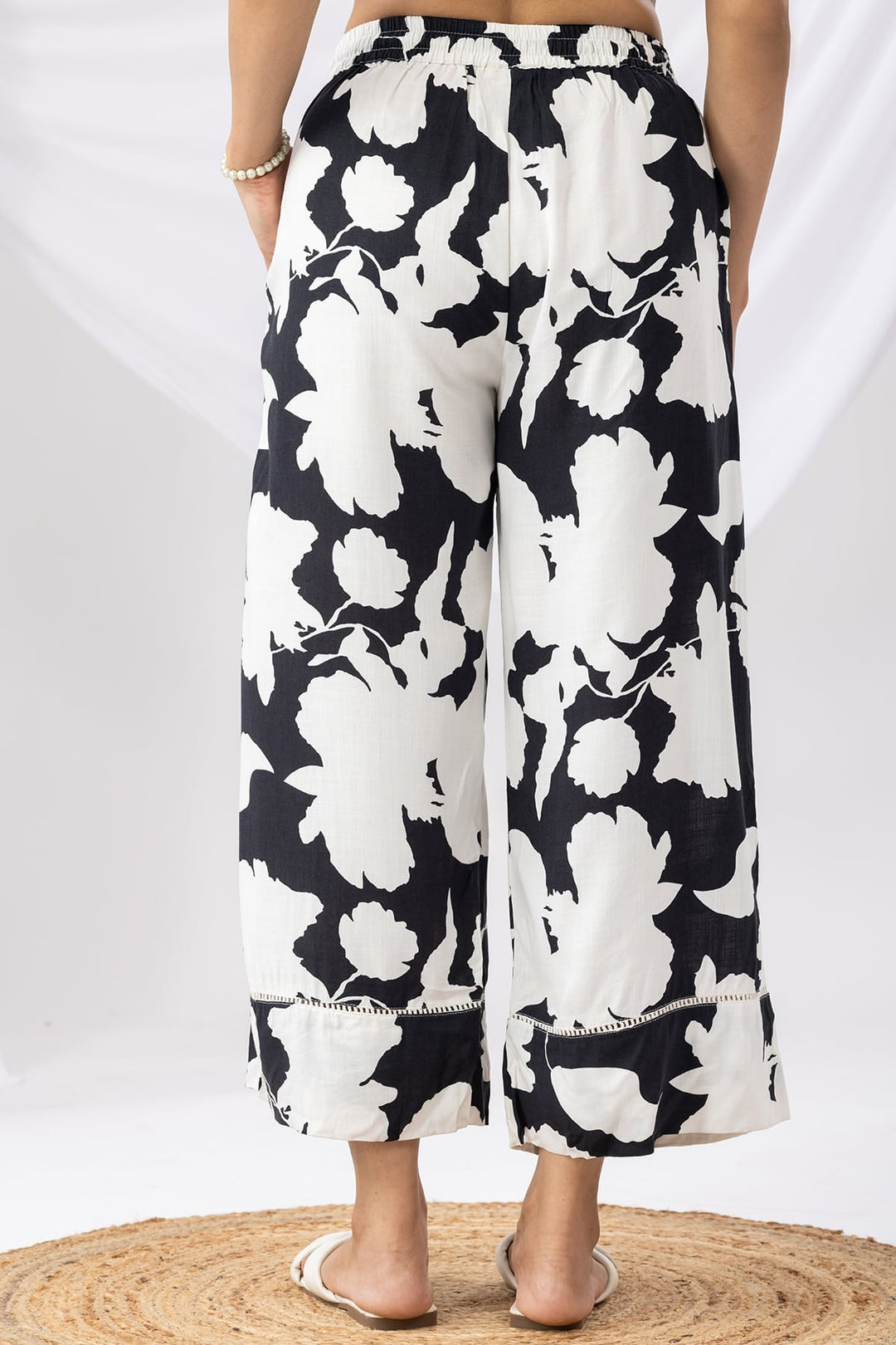 Black And White Printed Co-ord Palazzo