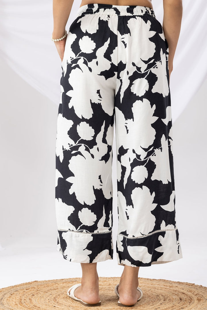 Black And White Printed Co-ord Palazzo