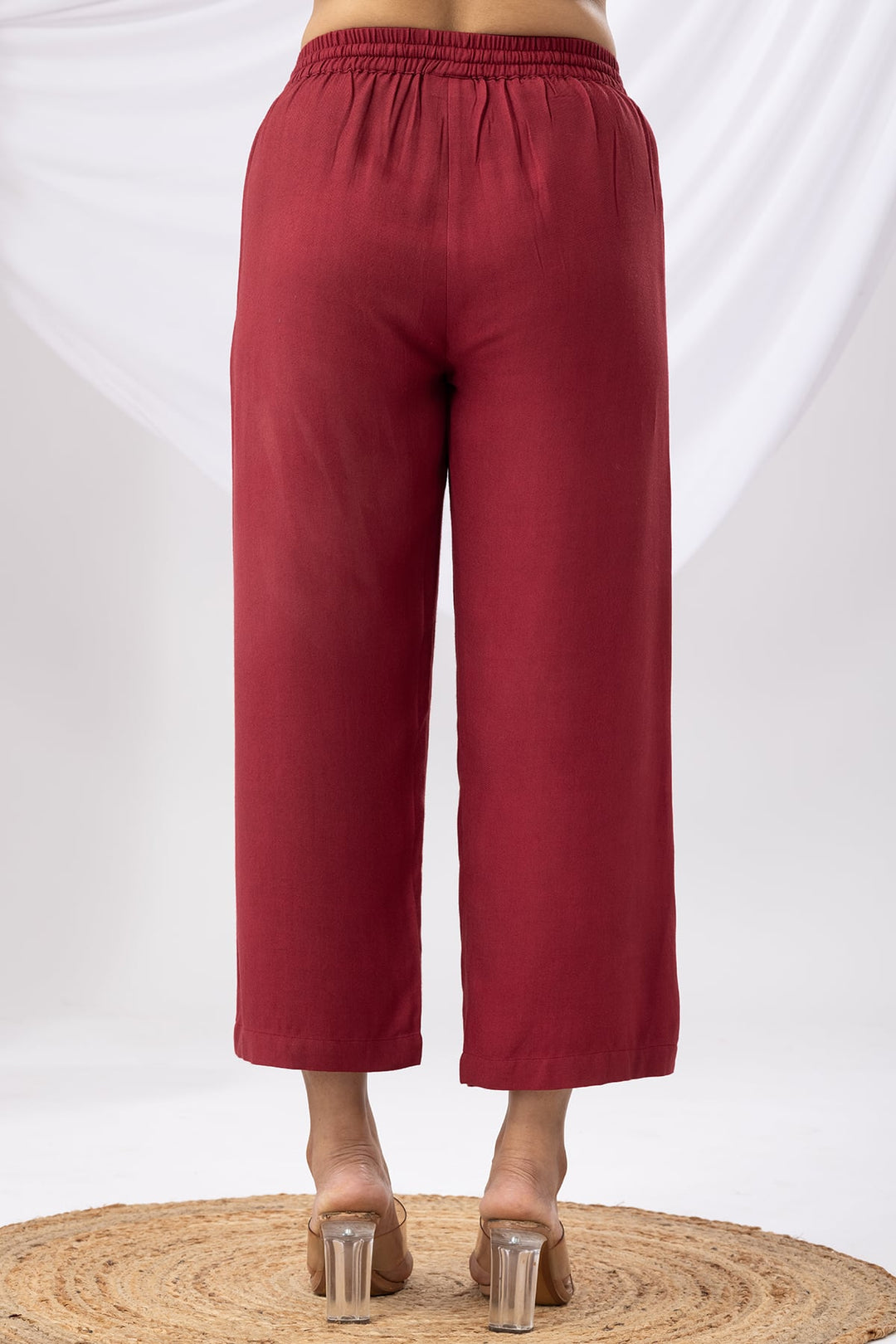 Maroon Embroidered Co-ord Palazzo