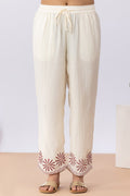 Embroidered Off White Viscose Co-Ord Palazzo Regular Fit