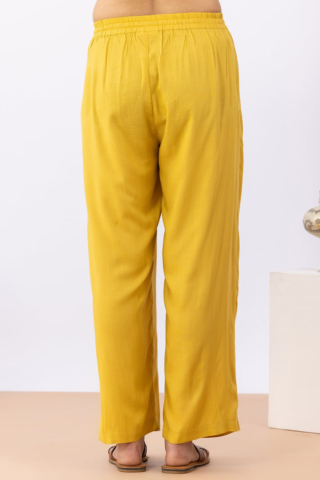 cotton co ord set for women mustard embroidered