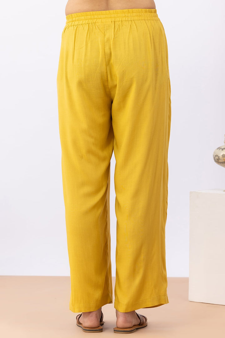 cotton co ord set for women mustard embroidered