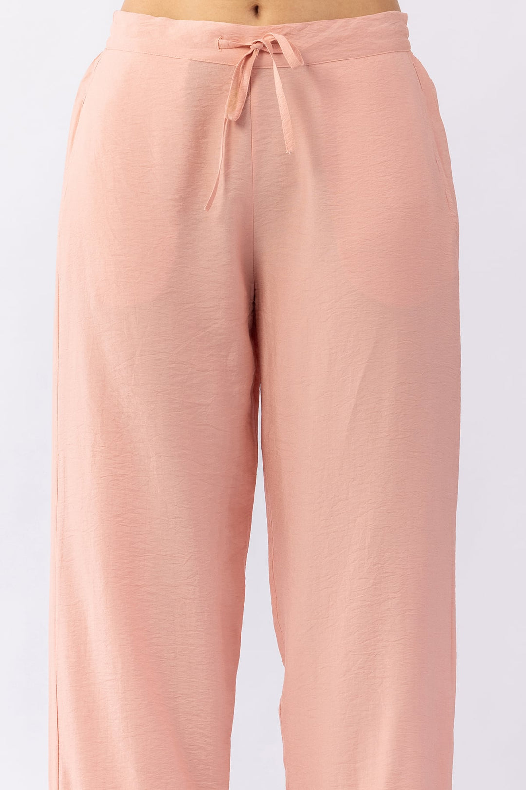 Peach embroidered matching set for women with regular fit pants