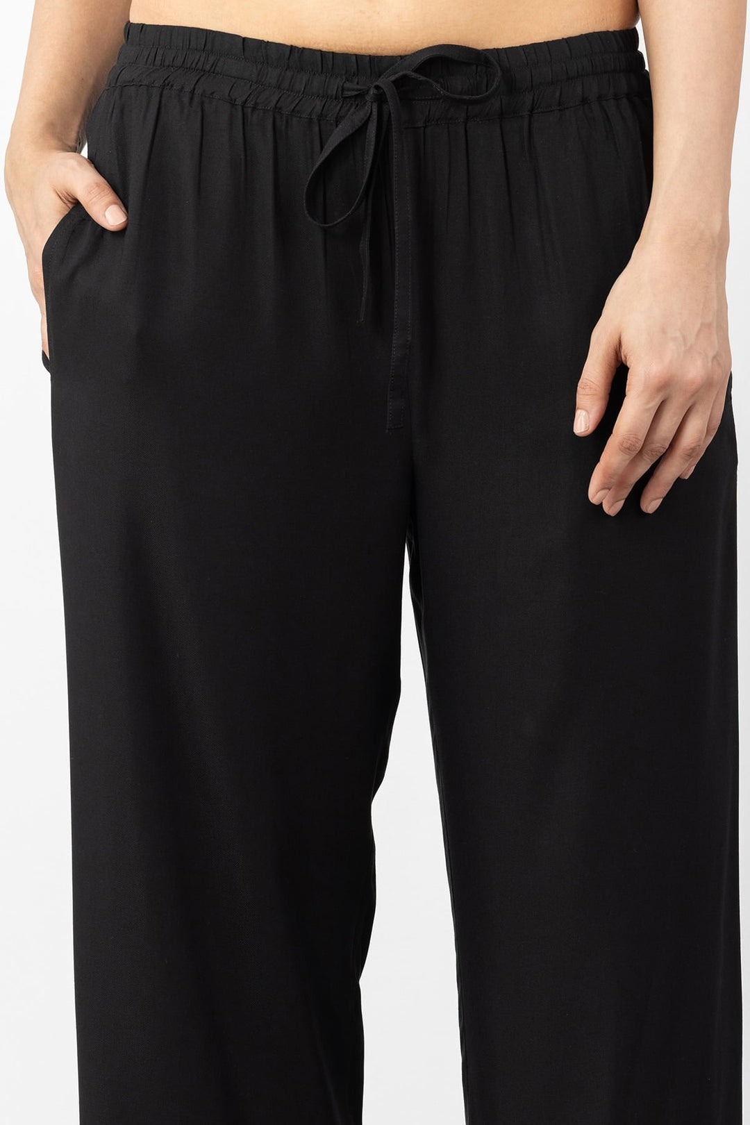 black co ord pants for women embroidered Tencel twill regular fit