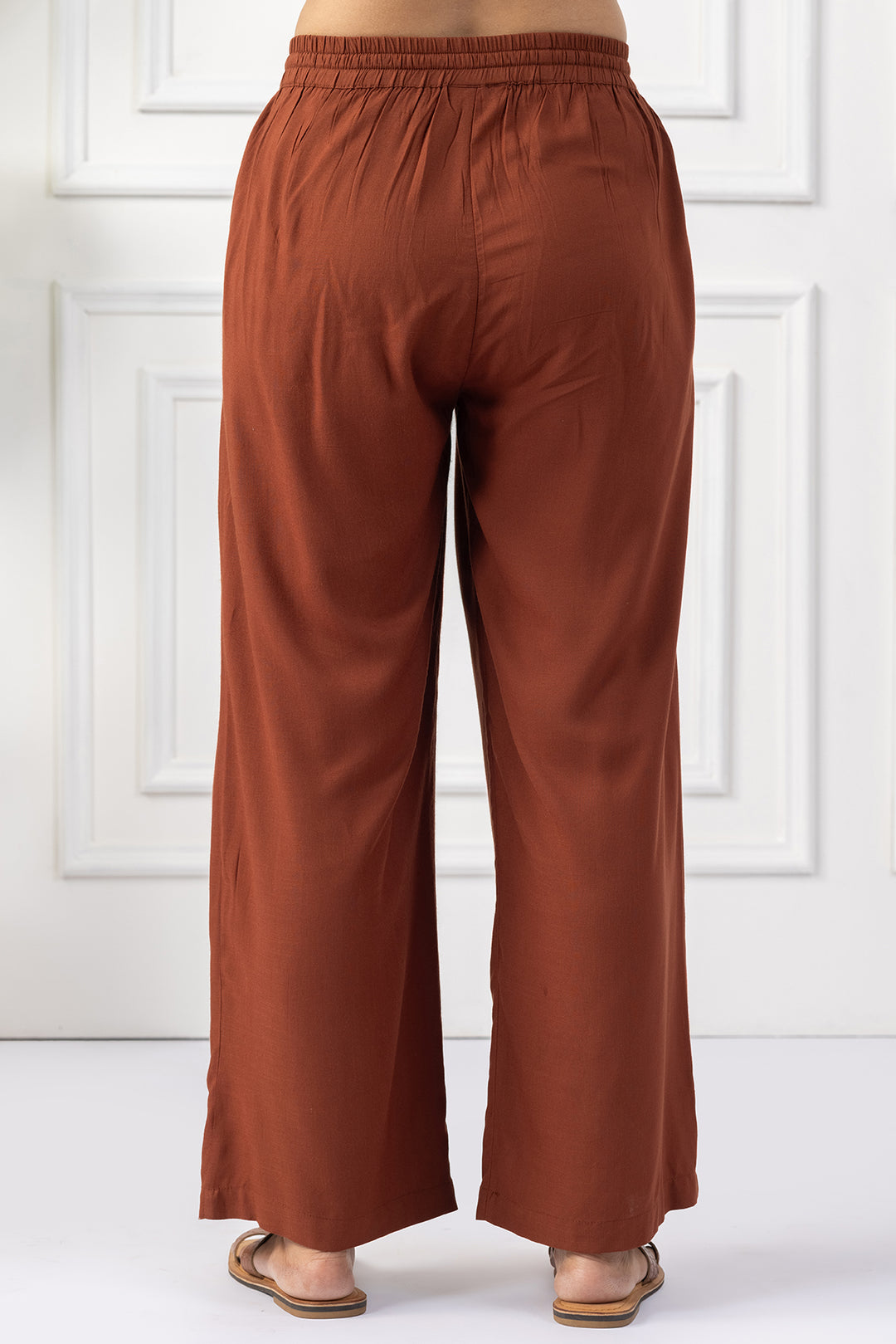 Brown Viscose Slub Embroidered Co Ord Set