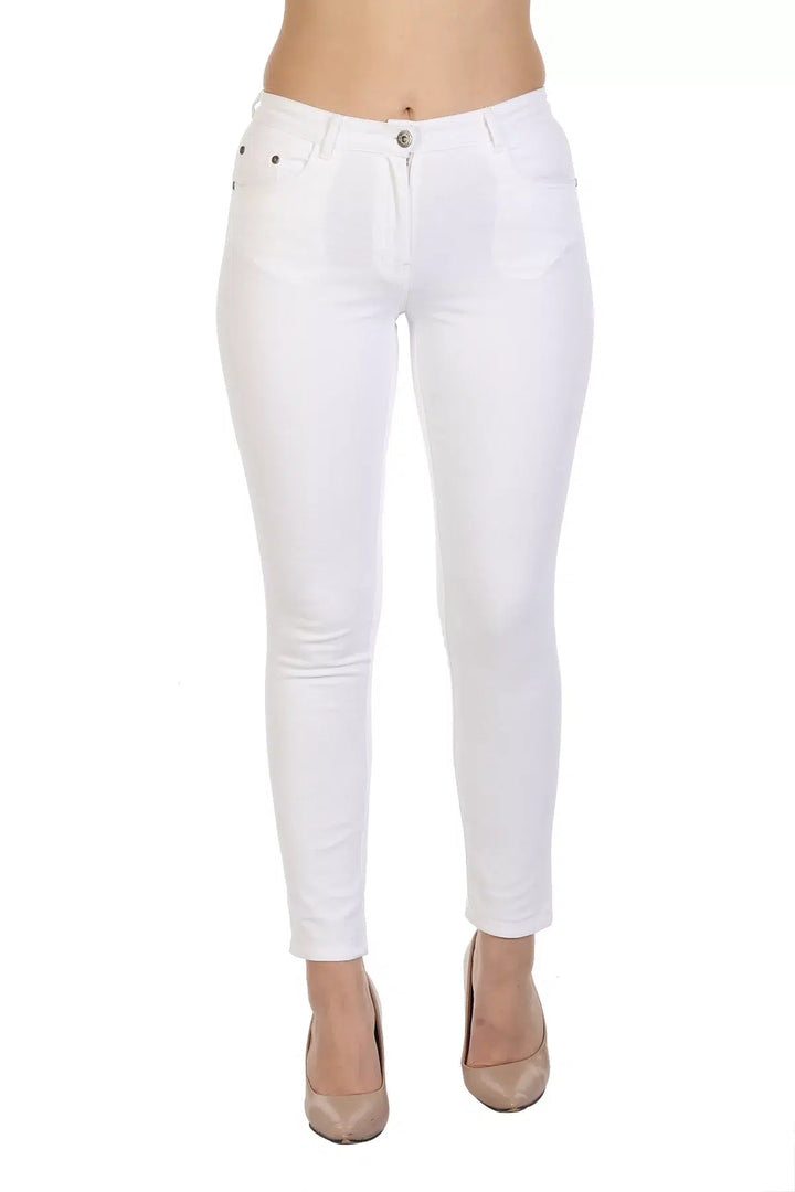 White Solid Pants