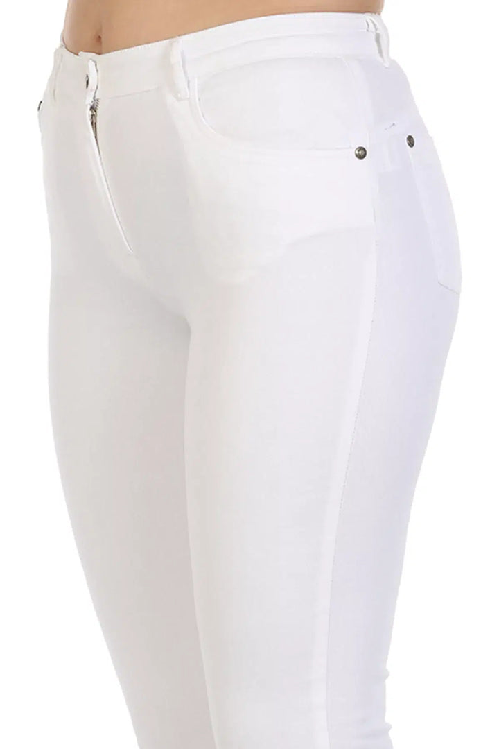 White Solid Pants
