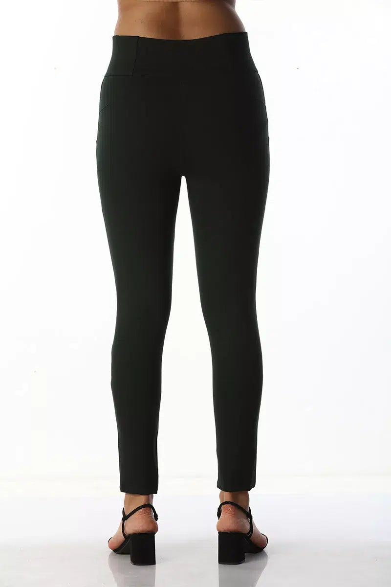 Green Slim Fit Solid Elasticated Jeggings