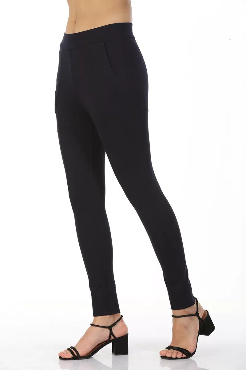 Charcoal Black Slim Fit Solid Elasticated Jeggings