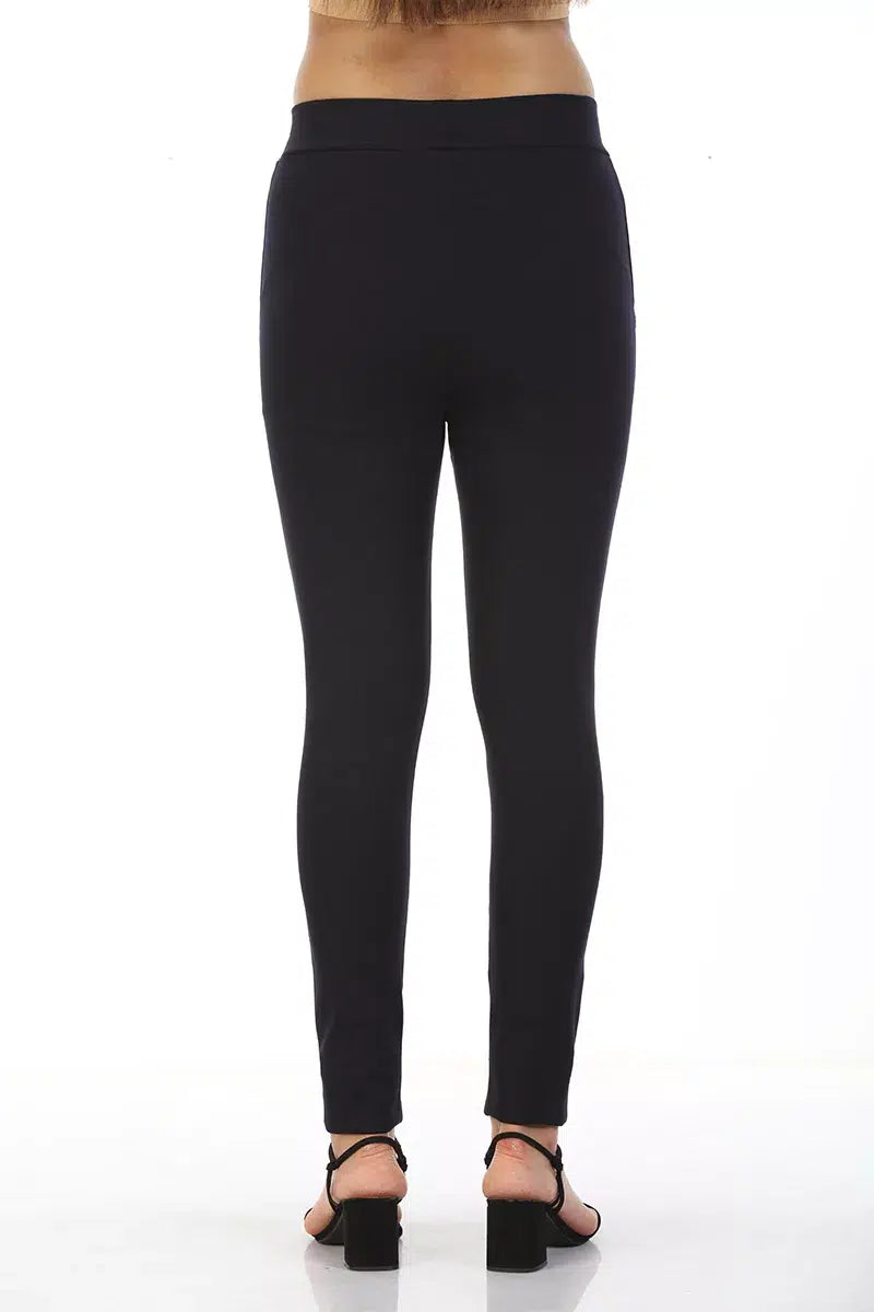 Charcoal Black Slim Fit Solid Elasticated Jeggings