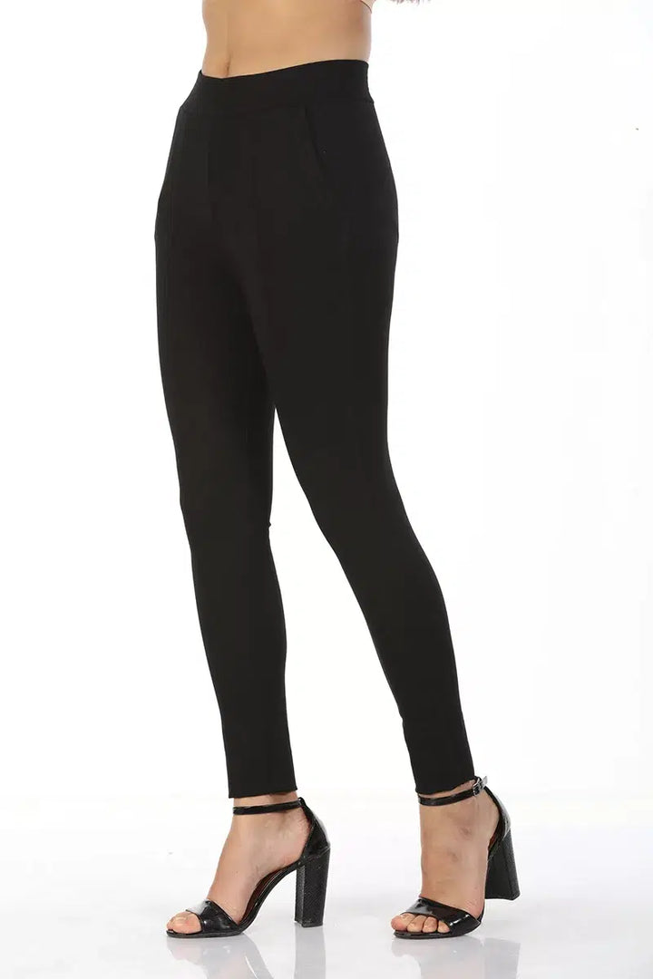 Black Slim Fit Solid Elasticated Jeggings