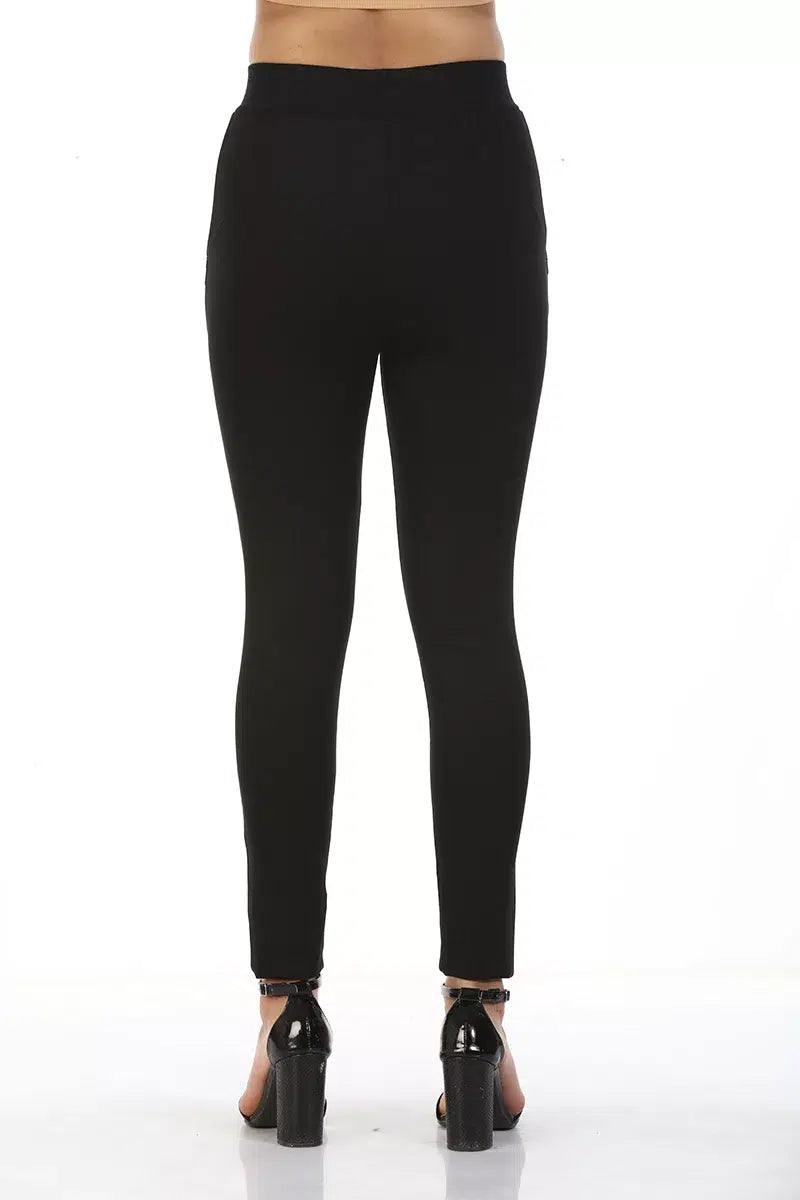 Black Slim Fit Solid Elasticated Jeggings