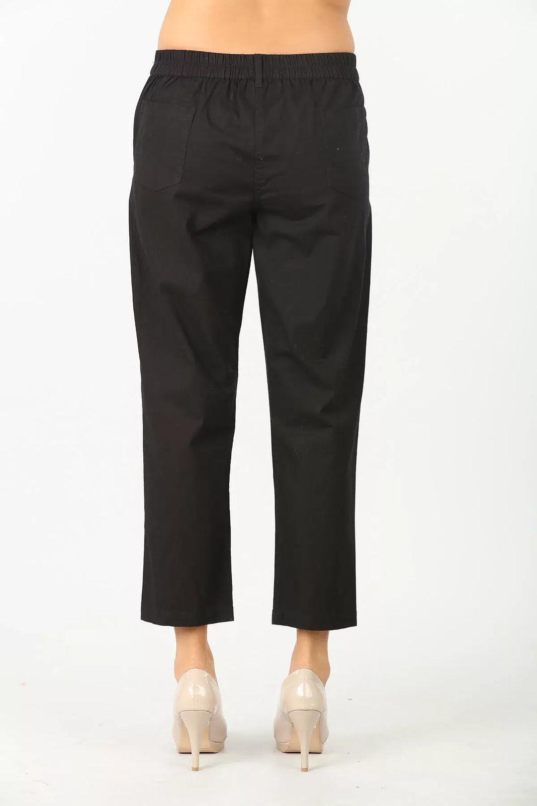 BLACK COTTON REGULAR FIT PANTS