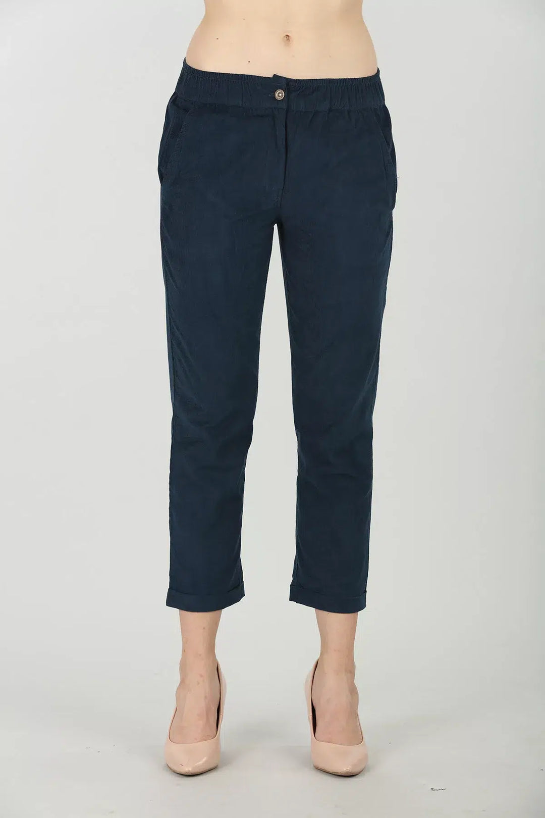 Blue Solid Regular Pants