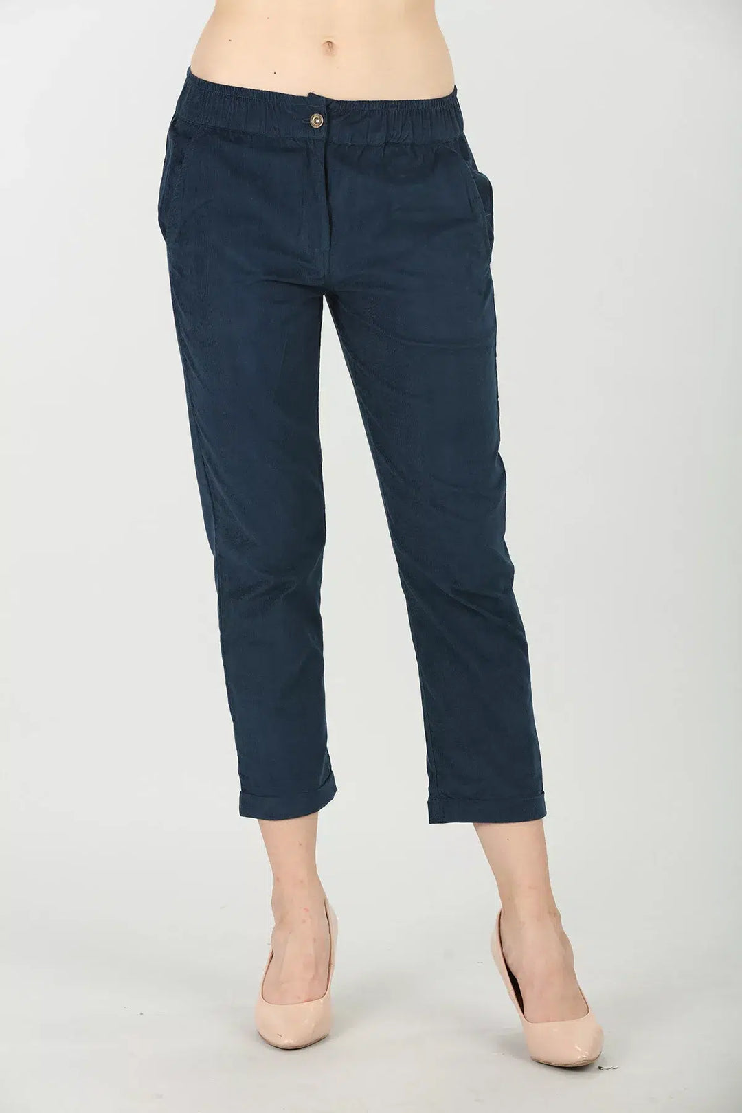 Blue Solid Regular Pants
