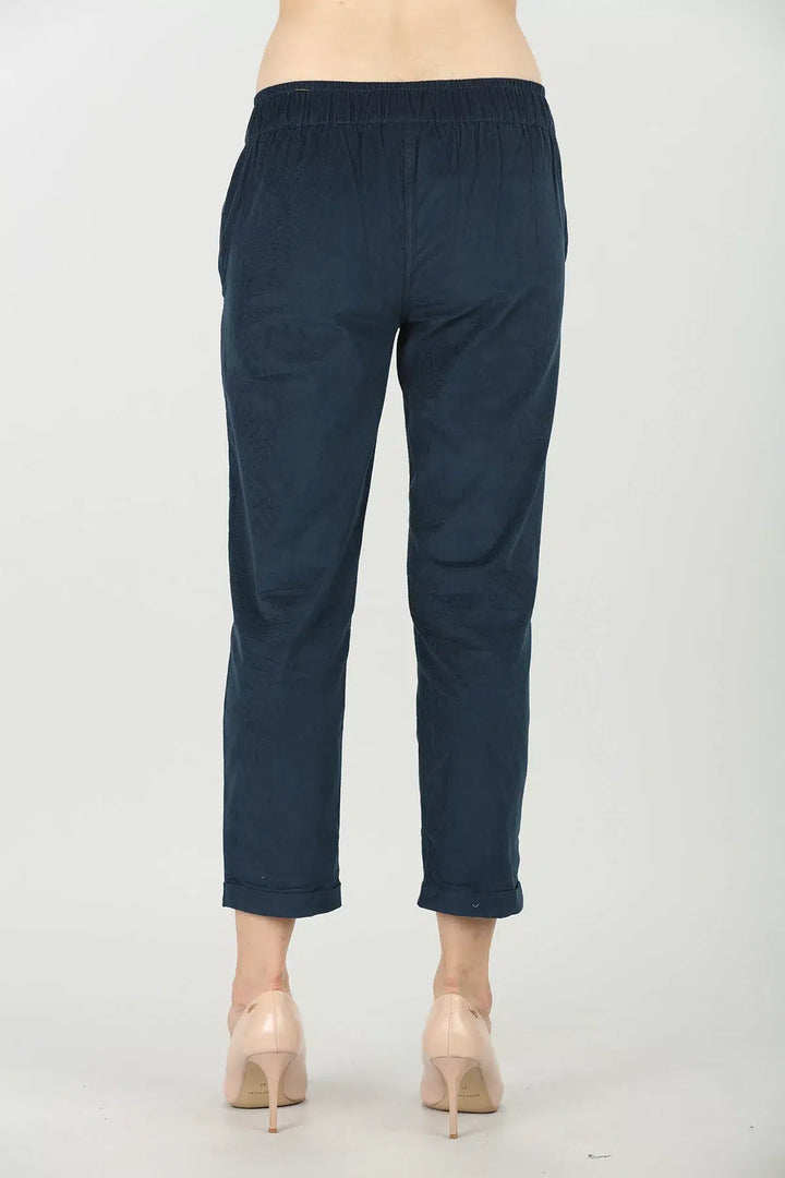 Blue Solid Regular Pants