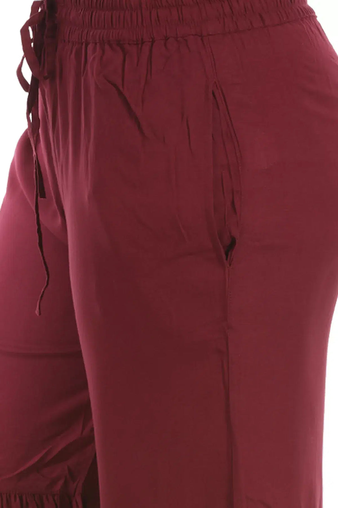 Wine Rayon &amp; Silk Sharara Pants