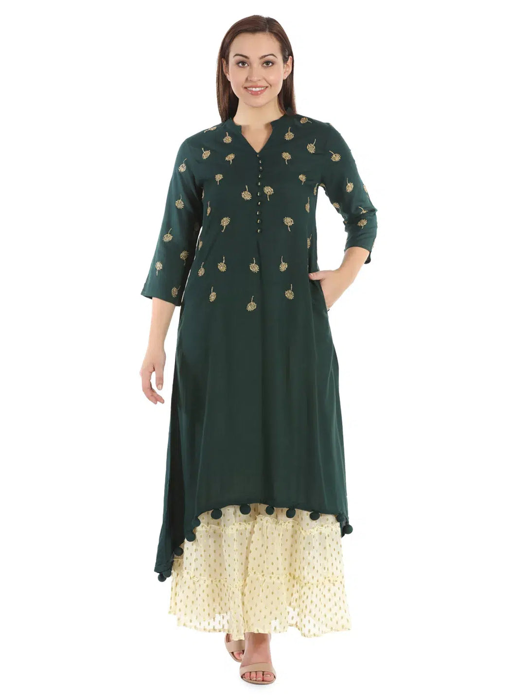Cream Georgette Buta Ensemble Sharara