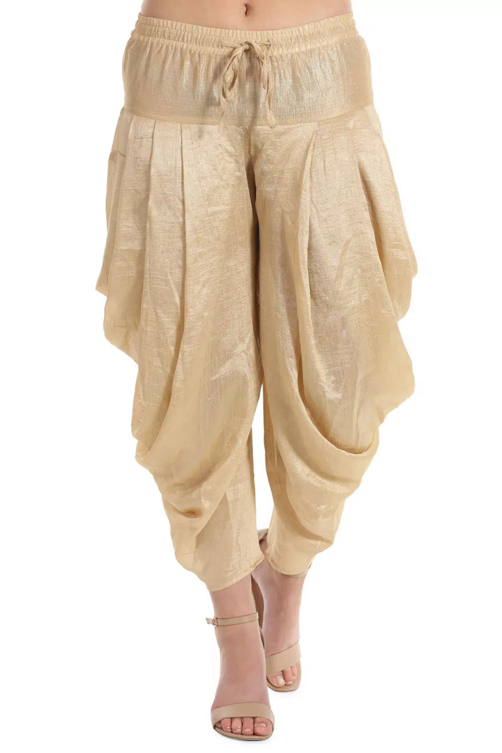 Silk Beige Dhoti Pants