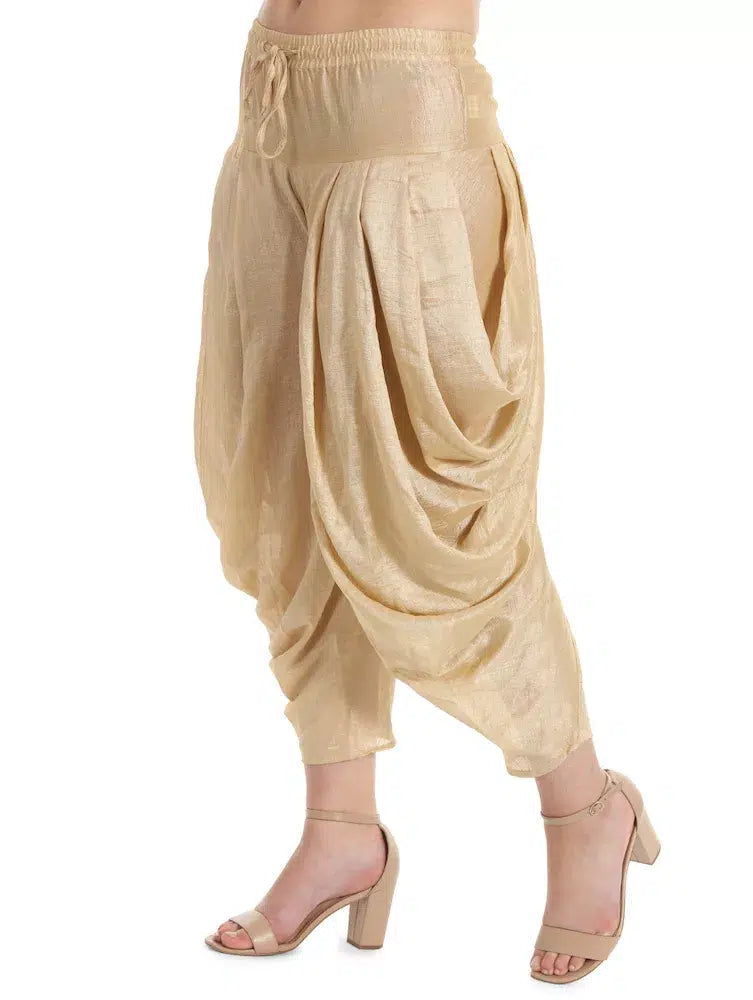 Silk Beige Dhoti Pants