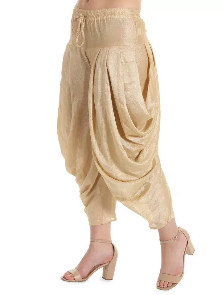Silk Beige Dhoti Pants