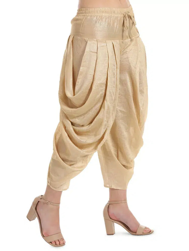 Silk Beige Dhoti Pants
