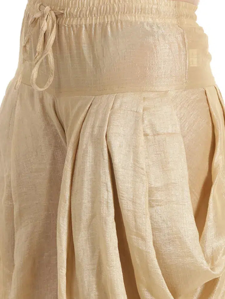 Silk Beige Dhoti Pants