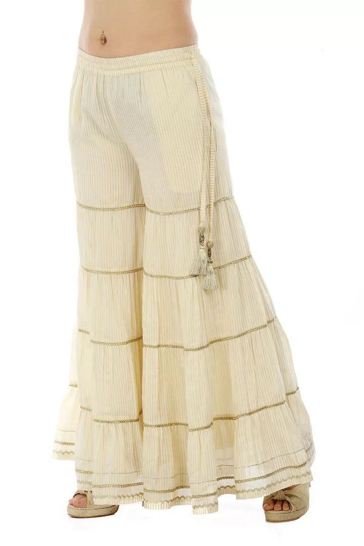 Cream Chanderi Silk Striped Ensemble GARARA