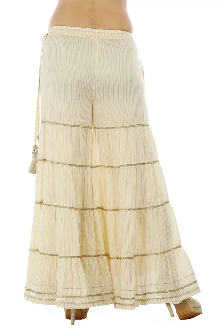 Cream Chanderi Silk Striped Ensemble GARARA