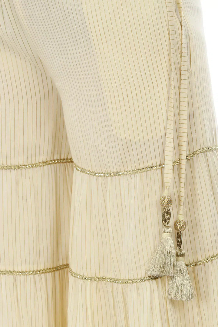 Cream Chanderi Silk Striped Ensemble GARARA