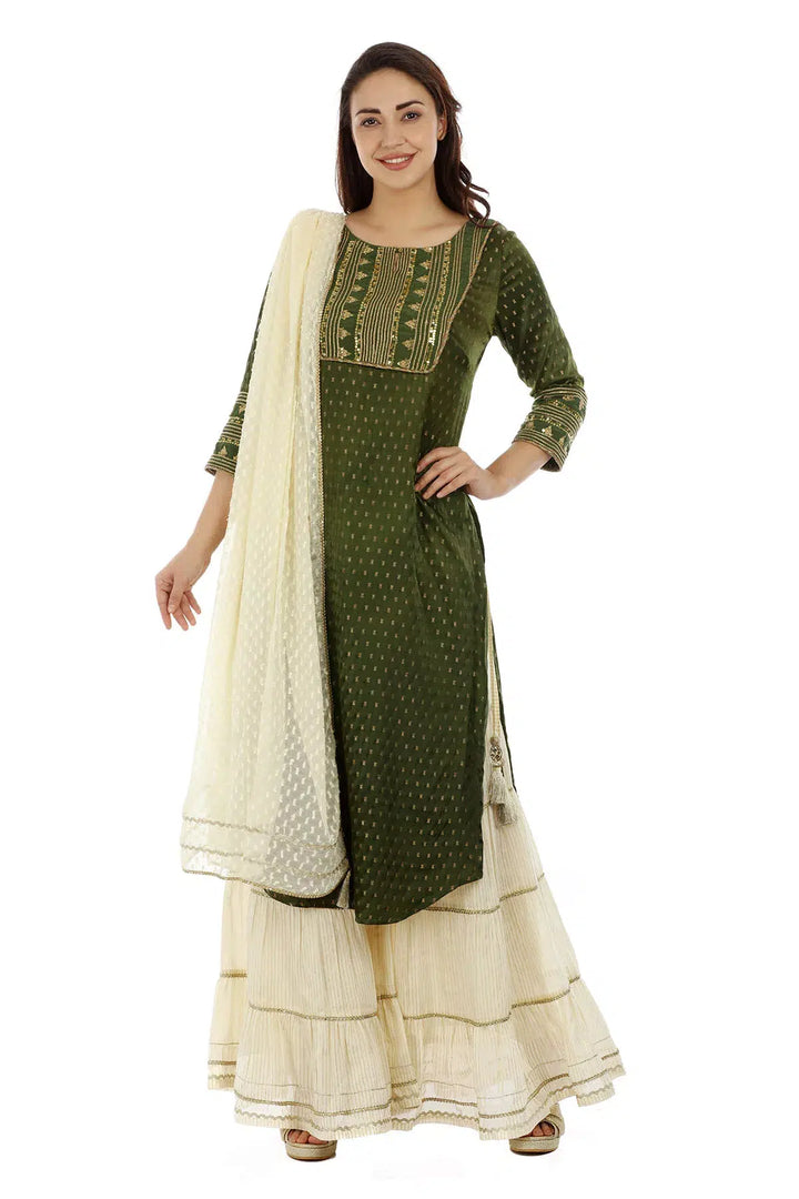 Cream Chanderi Silk Striped Ensemble GARARA