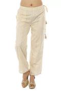 Beige Chanderi Silk Striped Ensemble Palazzo