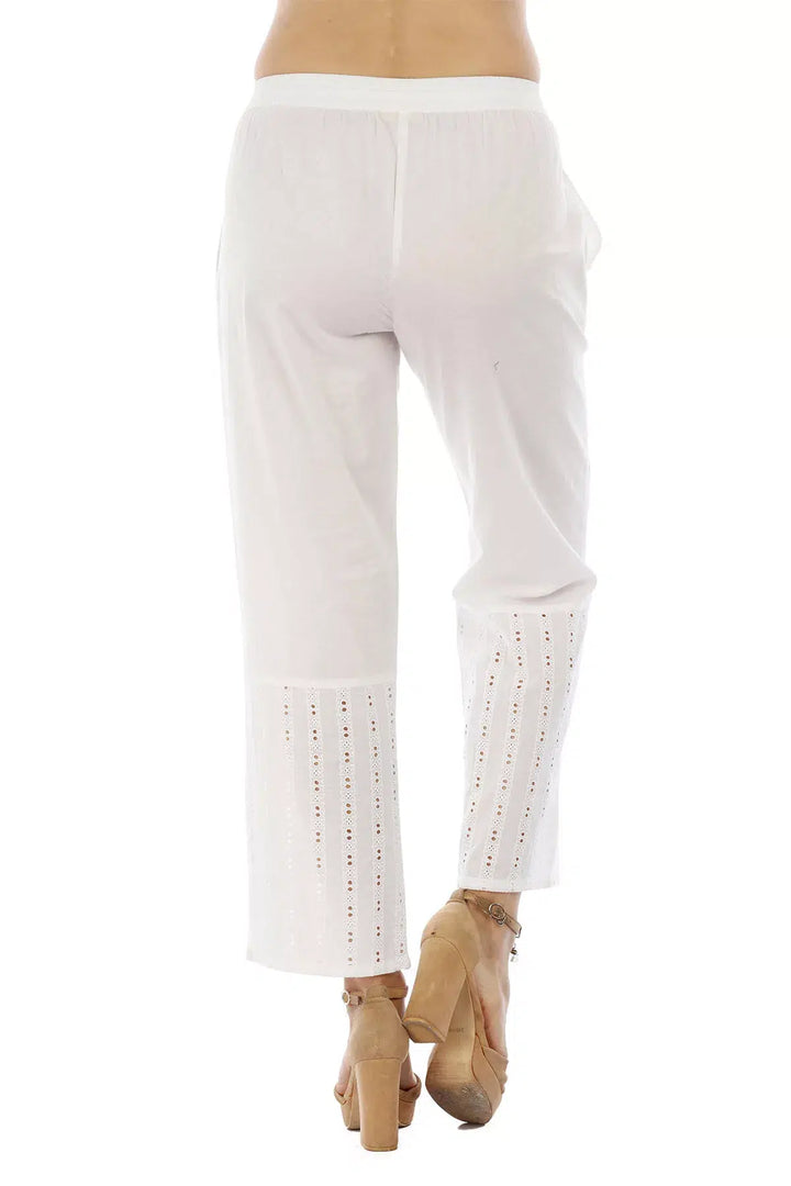 White Solid Cotton Palazzo