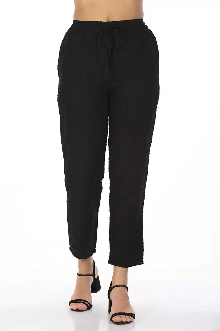 Black Solid  straight Pant