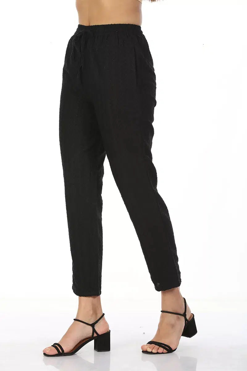 Black Solid  straight Pant