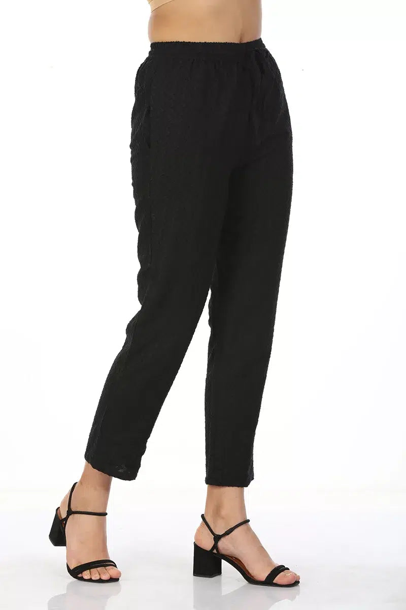 Black Solid  straight Pant