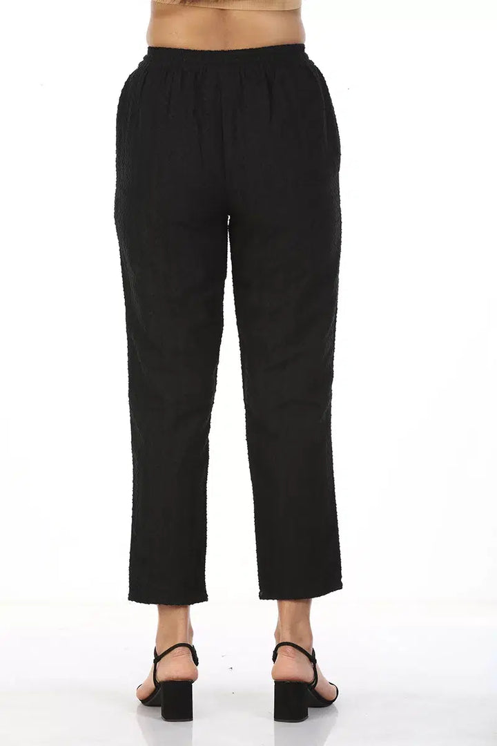 Black Solid  straight Pant
