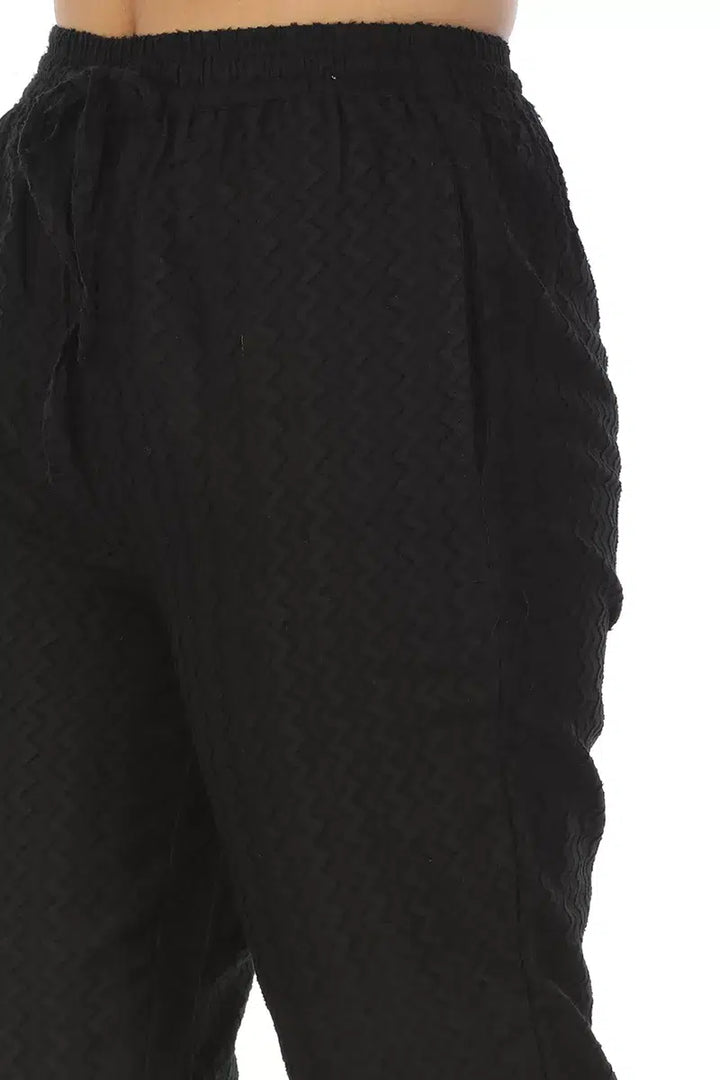 Black Solid  straight Pant
