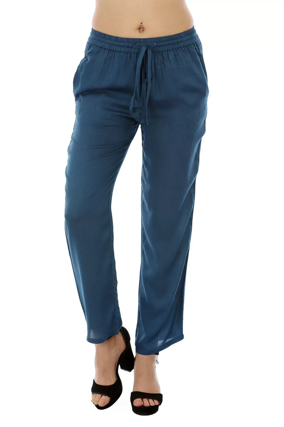 Blue Solid Viscose Palazzo