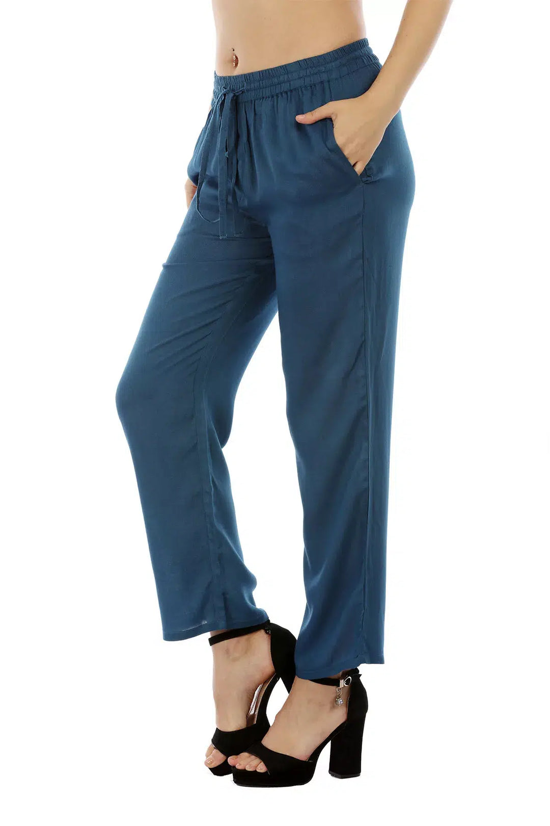Blue Solid Viscose Palazzo