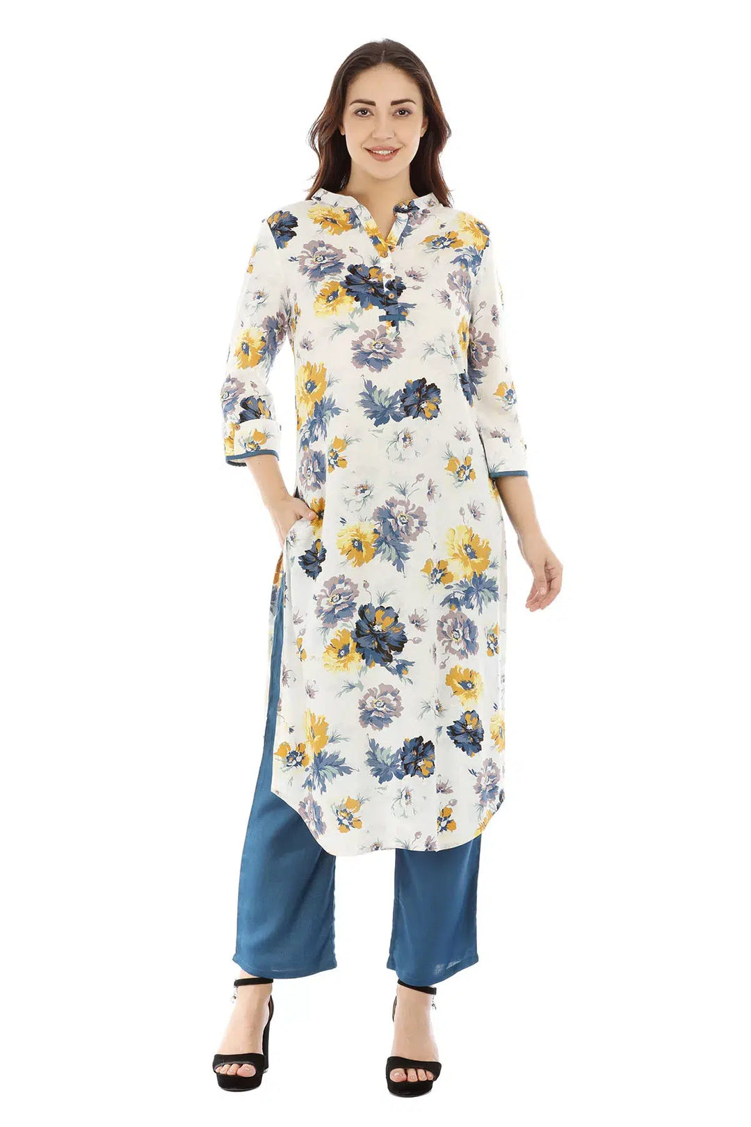 Blue Solid Viscose Palazzo