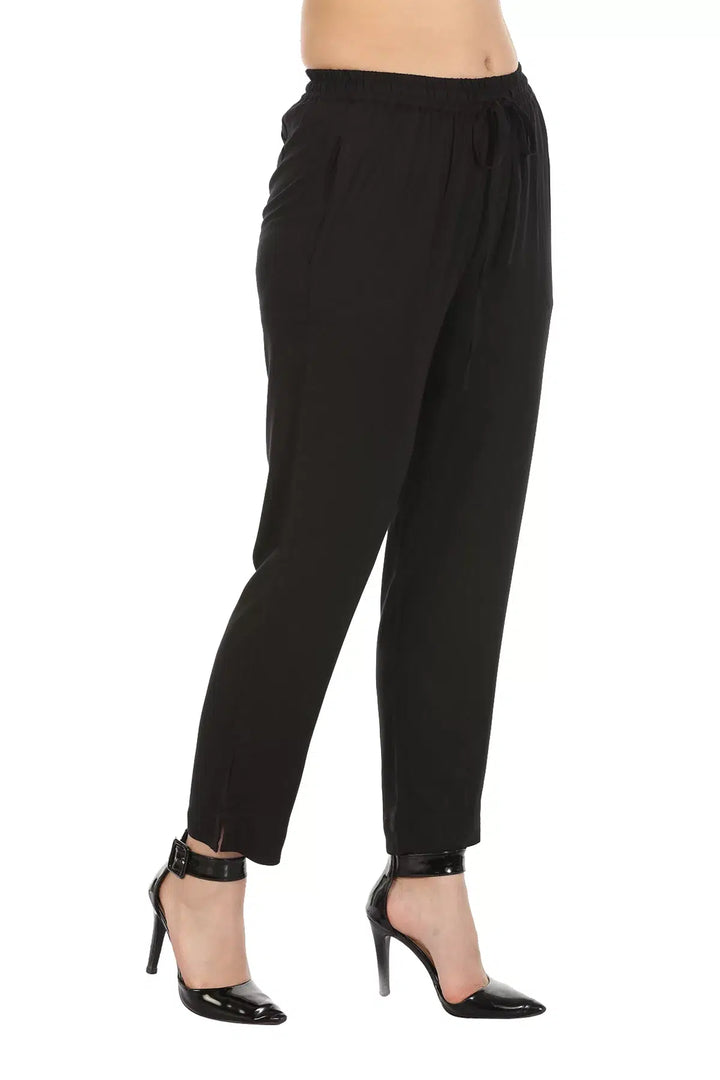 Black Solid Viscose Palazzo