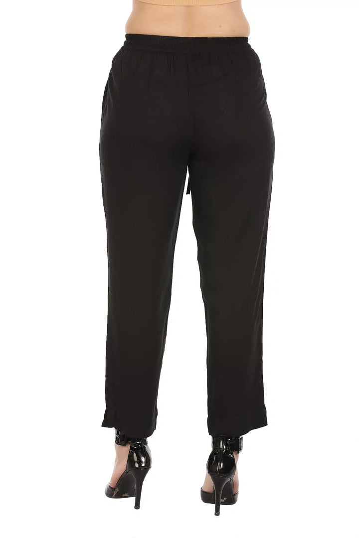 Black Solid Viscose Palazzo