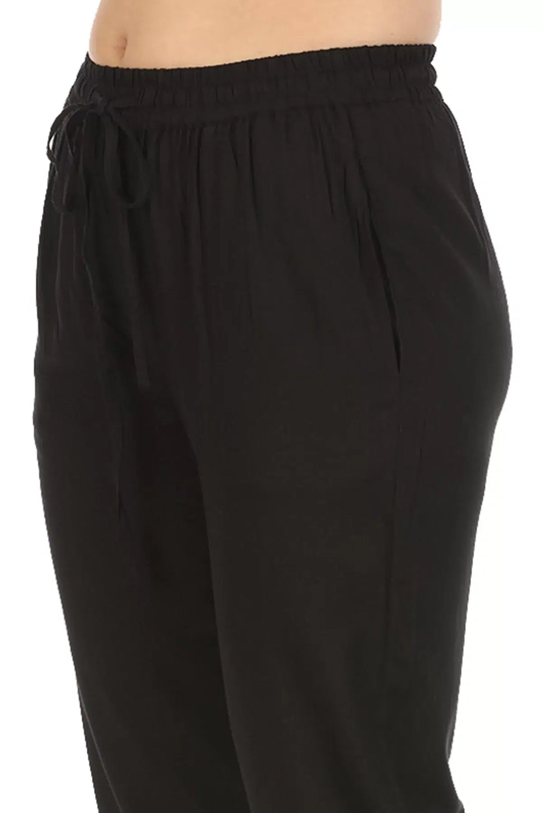 Black Solid Viscose Palazzo