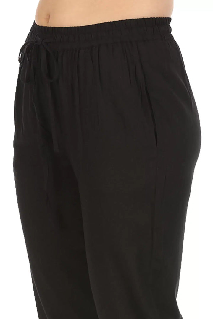 Black Solid Viscose Palazzo