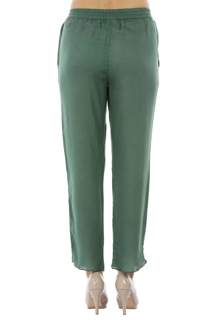 Green Solid Viscose Palazzo