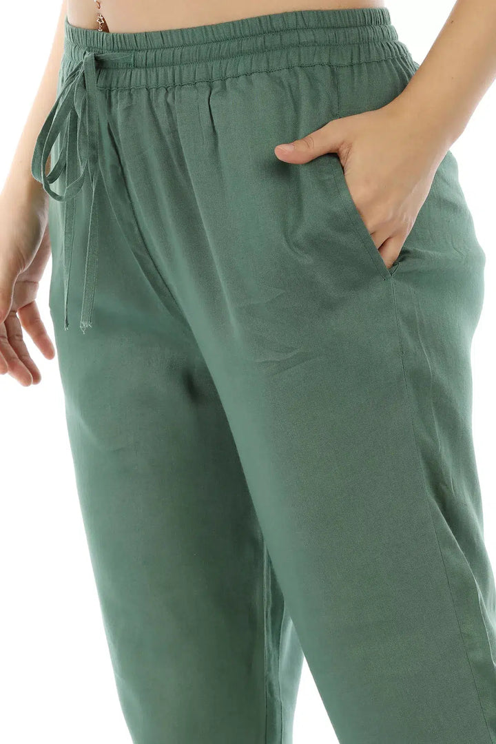 Green Solid Viscose Palazzo